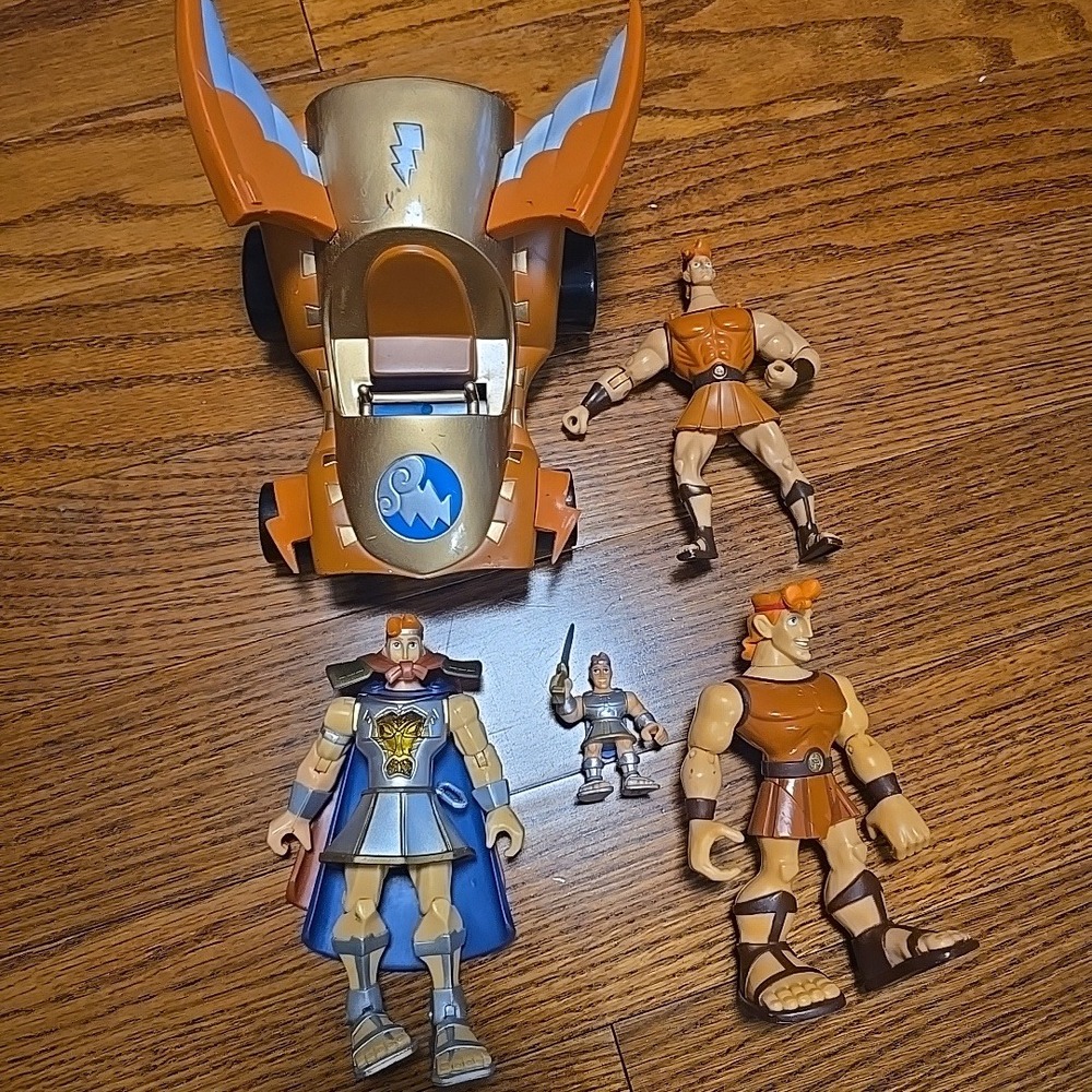 Disney Hercules Action Figure Lot with Chariot Vehicle Vintage 1997 Mattel Toy